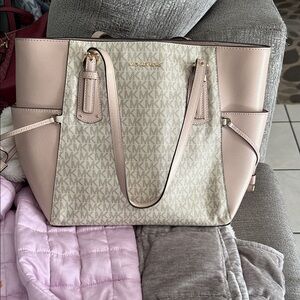 Michael Kors Blush Pink and Cream Tote